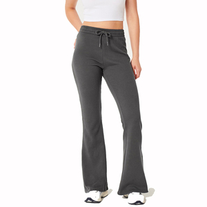 New High Quality Women's Flared <b>Trousers</b> Canvas Summer Casual Sportswear Jogging <b>Yoga</b> Breathable Drawstring Closure - Product Image 2