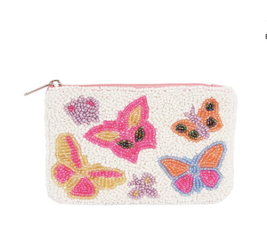 Pochette à monnaie brodée à la main avec des perles de graines traditionnelles, motifs ethniques tribaux indiens, fermeture éclair, par MD HANDICRAFTS - Product Image 6