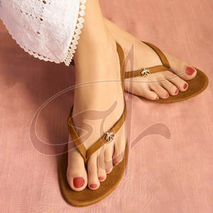 รองเท้าสไลด์ผู้หญิงคุณภาพสูง ดีไซน์ทันสมัย พื้นรองเท้าหนังแท้ ด้านบนผ้ากำมะหยี่เนื้อนุ่ม กันลื่น - Product Image 2