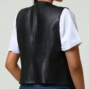 Chalecos de Alta Calidad al por Mayor para Mujer, Nuevo Diseño de Moda, Chaleco de Piel de Oveja, OEM Premium, Chaleco de Cuero Auténtico de Entrega Rápida - Product Image 2