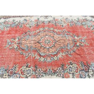 Tapis 6x10 pieds, tapis turc vintage, tapis rouge et bleu avec motifs de plantes et d'arbres - Product Image 5