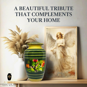 Humming BIRD โลหะโกศสำหรับงานศพแบบพรีเมี่ยมทำจากอลูมิเนียมที่ระลึกที่ระลึกที่ระลึกที่ระลึกชุดสมบูรณ์แกะสลักกันการรั่ว - Product Image 3