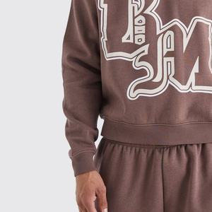 Ensemble de sweat-shirt à capuche marron pour homme, coupe régulière, en polaire, couleur unie, décontracté, pour l'automne, avec poche - Product Image 4