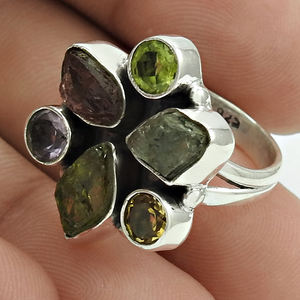 Tourmaline Blue Topaz Rough Stone <b>Ring</b> 925 Sterling Silver Jewelry Fine <b>Rings</b> Wholesale Handmade for <b>Girls</b> Jewellery - Product Image 6