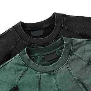 Camiseta de manga corta con lavado ácido de nuevo estilo, camiseta desgastada con costuras en el desierto, camiseta con logotipo personalizado al por mayor para hombre - Product Image 6