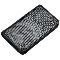 Dompet Kulit Motif Kadal Hitam Rantai Panjang Buatan Tangan Dompet Pengemudi Motor Pemasok OEM Dompet Kulit Rantai Panjang Tipis