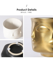 Vase en céramique en forme de visage, pot de fleurs d'intérieur moderne, décoration créative de statue de tête humaine pour salon, bureau