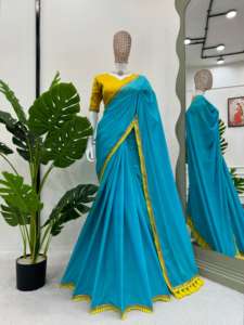 Magnifique saree de créateur avec dentelle fantaisie et gros latakan sur blouse pallu pour vêtements indiens et pakistanais - Product Image 5