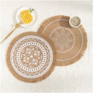 Tapis napperons cuisine napperon caboteur coton lin broderie Pad plat tasse à café tapis de Table décor à la maison OEM - Product Image 4