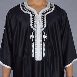 Marocain Simple Style Musulman Hommes Vêtements thobe Coton À Manches Longues Hommes Jubah Daffah thobe Arabe Vêtements Brodé Thobe - Product Image 3