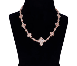 Collar de Oro Rosa de 14k con Moissanita VVS1 y Colgante de Corte Princesa, Pasa el Test de Diamantes, Plata de Ley - Product Image 1