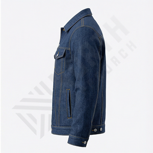 Veste en jean marine solide de haute qualité pour homme, réversible, avec tissu respirant personnalisé sur le devant, style classique à boutons, pour l'hiver - Product Image 3