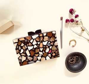 Conjunto Completo de Bolso de Mano de Lujo con Diseño de Mariposa, Chapado en Oro, con Imitación de Perlas y Resina Epoxi, para Bodas - Product Image 5