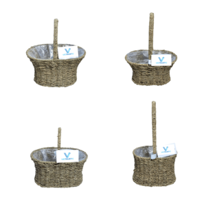 Panier en osier personnalisé pour plantes, jacinthe d'eau, jonc de mer, panier en jute Organisation de rangement Disposition pour buanderie - Product Image 1