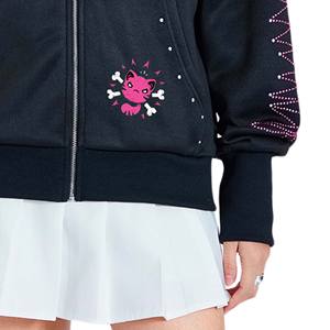 Sweat-shirt à capuche pour femme, streetwear d'hiver, avec logo de crâne en strass sur le devant, 100% coton, de haute qualité - Product Image 3