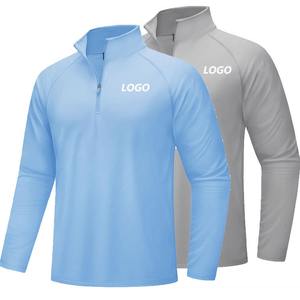 T-shirt à manches longues de haute qualité pour hommes avec demi-fermeture éclair Sweatshirts avec logo personnalisé imprimé grande taille Vêtements de sport en gros - Product Image 1