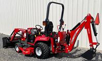 TRAKTOR MASSEY FERGUSON GC1723E 22.5HP DENGAN ALAT PENGANGKUT DEPAN, BACKHOE, DAN ALAT PEMOTONG RUMPUT UNTUK DIJUAL