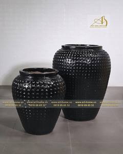 GL101H90-BL de pot en céramique émaillée de sophistication élégante pour la maison pour la plantation de paysages artistiques de décor de jardin en noir - Product Image 1