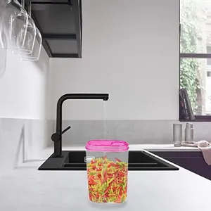 Barattolo ermetico da 1.5 litri per alimenti rosa verde turchese contenitore in plastica trasparente per la conservazione e la conservazione degli alimenti - Product Image 3