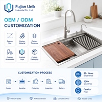 Évier de cuisine multifonction en acier inoxydable SUS304 avec cascade, rince-verre et panier d'égouttage pour la maison
