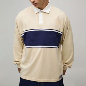 Polo de rugby personnalisé respirant à manches longues en coton avec logo brodé pour homme, style Old Money, fabricant OEM, respirant, coupe classique - Product Image 1