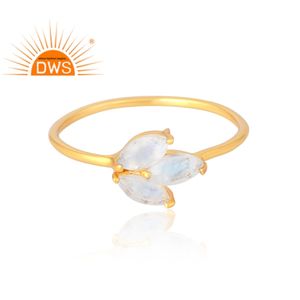 แหวน925เงินสเตอร์ลิง18K ชุบทอง18K ประดับหินอัญมณีสีรุ้งธรรมชาติเครื่องประดับแบบละเอียด - Product Image 3