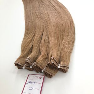 Haute qualité 20 pouces droite 100% Remy Extensions de cheveux trame plate couleur brune lumière Inserter de cheveux humains - Product Image 6