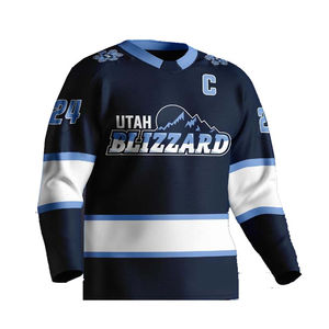 Impression numérique personnalisée 2024 Ensembles de maillots de hockey sur glace OEM 100% polyester - Product Image 6