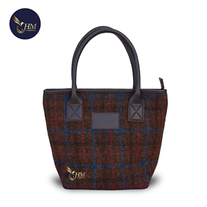 Nouveau sac à main de luxe en pure laine et sac à main élégant en tweed 100% cuir véritable pour la vie quotidienne - Product Image 1