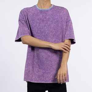 Venta al por mayor camisetas blancas 100% algodón de los hombres de gran tamaño impreso camiseta ácido lavado 275G Unisex Streetwear Hip Hop - Product Image 1