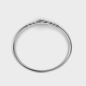 IGI Certified Lab Grown Round Diamond Twisted <b>Leaf</b> Open Bangle Bracelet in 9K Yellow / White / Rose Gold - Product Image 4