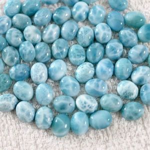 อัญมณีลาริมาร์ธรรมชาติทำด้วยมือหินกึ่งมีค่าทรงรีแบนหลังเบี้ยทรงหลวมสำหรับทำเครื่องประดับ - Product Image 2