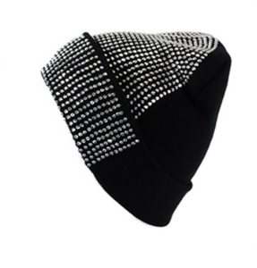 Gorro de invierno suave con diamantes de imitación para mujer, ropa de calle informal, gorro de lana 100%, gorro de diamantes de imitación para mujer - Product Image 6