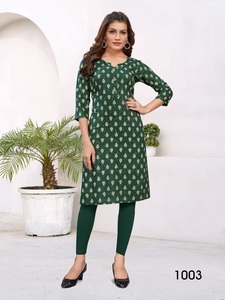 Fancy Heavy Rayon Fabrics Printed Straight Kurtis - Product Image 4