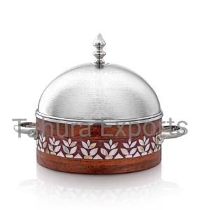 Decoración exclusiva para servir comida de Ramadán, cazuela de madera caliente con fregona, tapa de acero inoxidable, artículos de comedor, olla para servidor de alimentos - Product Image 4