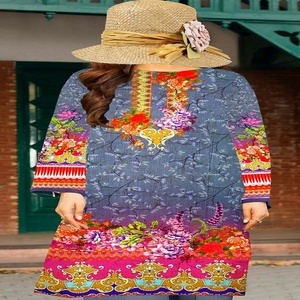 เสื้อลายดิจิตอลสำหรับผู้หญิง1ชิ้นเสื้อพิมพ์ลายดิจิทัลสำหรับใส่ในสนามหญ้าของปากีสถานพร้อมการตกแต่งด้วยลูกไม้ดีไซน์แฟชั่นดั้งเดิมเหมาะสำหรับนักออกแบบ - Product Image 6