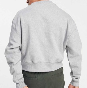 Custom logo <b>Men's</b> <b>Crop</b> Sweatshirt 100% Cotton High Quality Pullover Rib CrewNeck Blank <b>Crop</b> Sweatshirt for <b>Men</b> Streetwear - Product Image 4