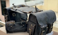 Sacoches de moto en cuir à motif personnalisé vintage unisexe Sacs de sport de voyage universels avec pochette latérale