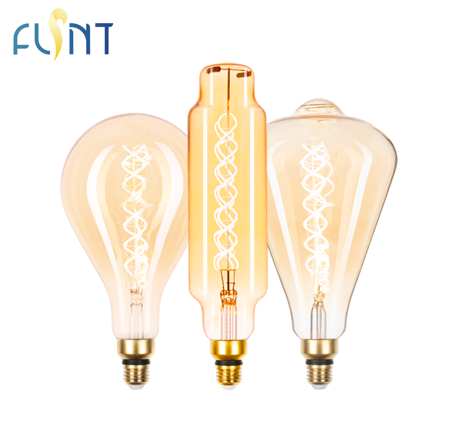 Amber Edison LED Vintage Golden Flexible Filament Bulb Indoor AC Powered Spiral Filament Bulb Decorative Lights Use for Cafe
