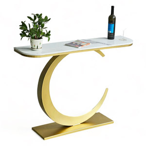 MOON Luxury Modern <b>Console</b> <b>Table</b> Contemporary Iron Frame with Marble Stone Top <b>for</b> <b>Entry</b> Villa Living Room or Hotel CST051 - Product Image 1