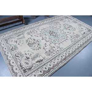 พรมตุรกีขนาด 5.4x9.3 ฟุต, พรมวินเทจขนาดใหญ่, พรมเปอร์เซียสีขาว - Product Image 2