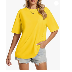 T-shirt ample surdimensionné en coton délavé personnalisé pour femmes, respirant, motif solide, tricoté, logo imprimé pour l'été, style décontracté - Product Image 1