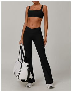 New Hot Selling Strap Casual Suit Women's Mid Waist Wide Leg <b>Slimming</b> <b>Shorts</b> Yoga Fitness 2-Piece Eco-Friendly Breathable - Product Image 5