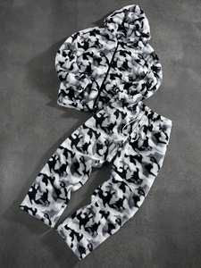 Conjunto Deportivo Unisex de 2 Piezas, Sudadera con Capucha y Pantalones Deportivos, Estampado o Liso, Tallas Grandes, Informal, para Invierno, con Cierre, Ligero y Transpirable - Product Image 3