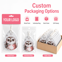 Diffuseur de parfum pour voiture en forme de hibou, avec logo personnalisé, senteurs longue durée rose, lavande, vanille, frais, en papier suspendu.