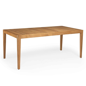 Mesa de comedor minimalista moderna de madera de teca para exteriores, diseño rectangular espacioso para hoteles y villas con patio y jardín - Product Image 2