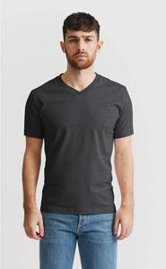T-shirt à manches courtes pour homme, gris anthracite chiné, col en V, uni, décontracté, coupe classique, t-shirt classique - Product Image 2