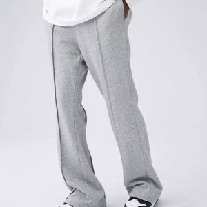 Stylish Everyday <b>Trousers</b> Breathable Fabric <b>Elastic</b> Waist Relaxed Fit Smooth Texture Casual Outfit <b>Men</b> Flared Sweat Pant - Product Image 1
