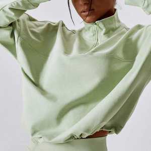 <b>Women's</b> Custom Logo Front Winter Athletic Training Top <b>Half</b> <b>Zip</b> Quarter <b>Zip</b> Pullover Long Sleeve Loose Fit Printed Embroidered - Product Image 1