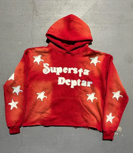 Custom Sun Faded Crop Hoodie Streetwear Low MOQ Fashion Wear Distress Sudadera con capucha bordada Unisex Hip Hop Hoodies Made In Pakistan - Product Image 3